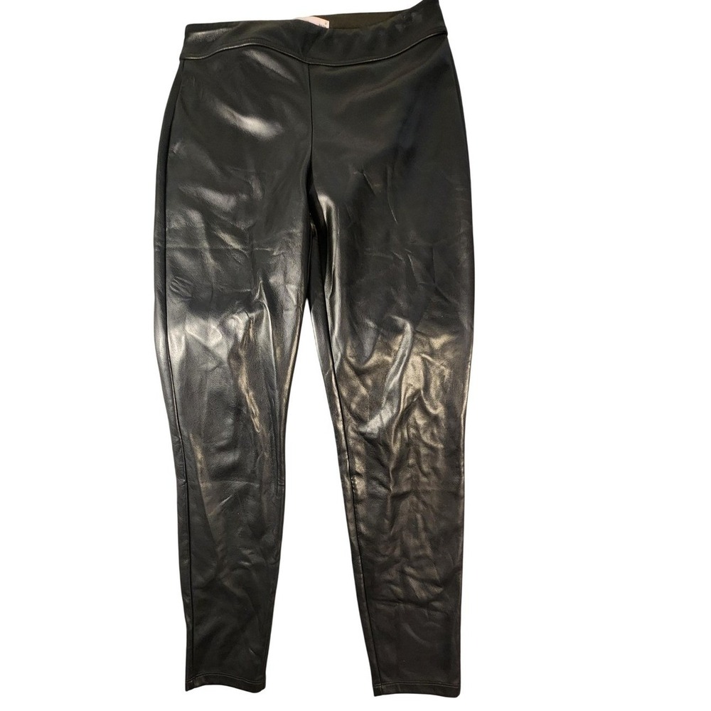 SO Leggings Womens‎ Medium Black Faux Leather Ankle Pull On Stretch Pockets Soft